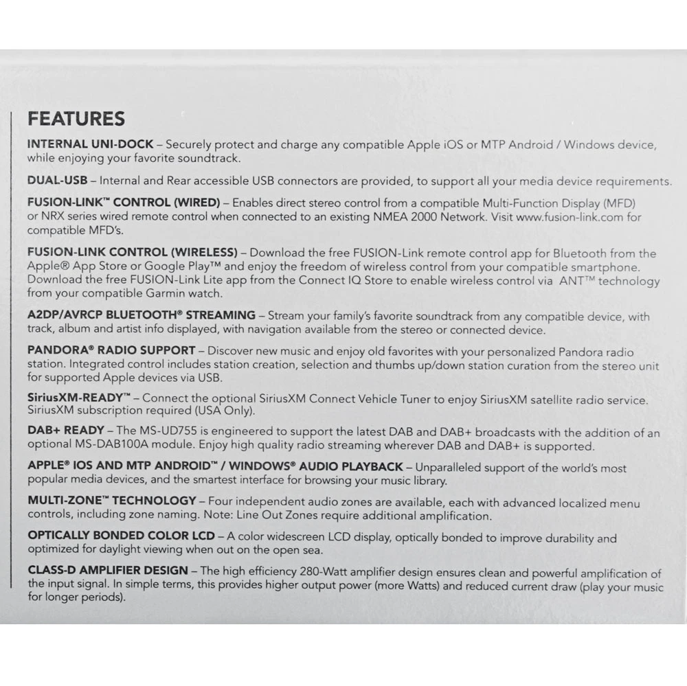 Fusion MS-UD755 Marine Stereo With Internal UNI-Dock 2 Fusion MS-UD755 Marine Stereo With Internal UNI-Dock - Image 2