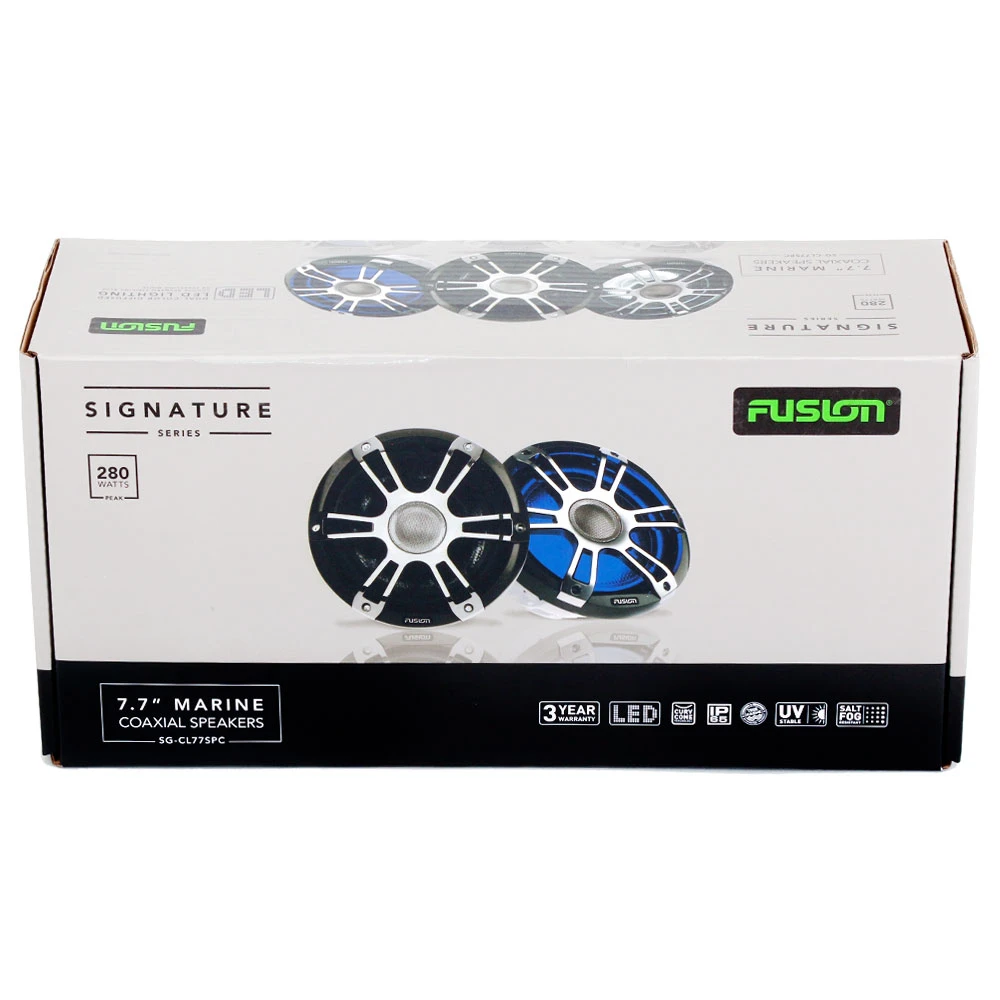 Fusion Signature 2-Way Coaxial Sports Chrome Marine Speakers With LED 7.7in 280W 1 Fusion Signature 2-Way Coaxial Sports Chrome Marine Speakers With LED 7.7in 280W