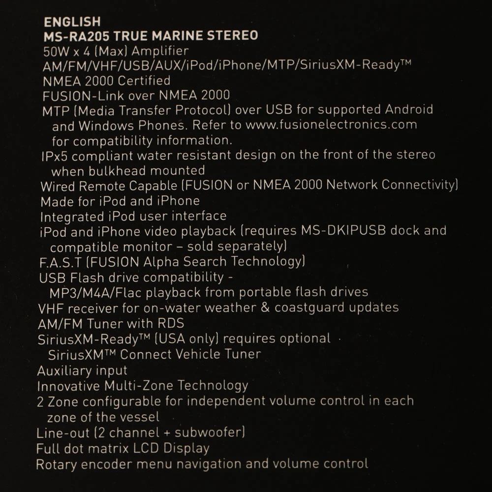Fusion MS-RA205 Marine Stereo Package With Speakers 3 Fusion MS-RA205 Marine Stereo Package With Speakers - Image 3