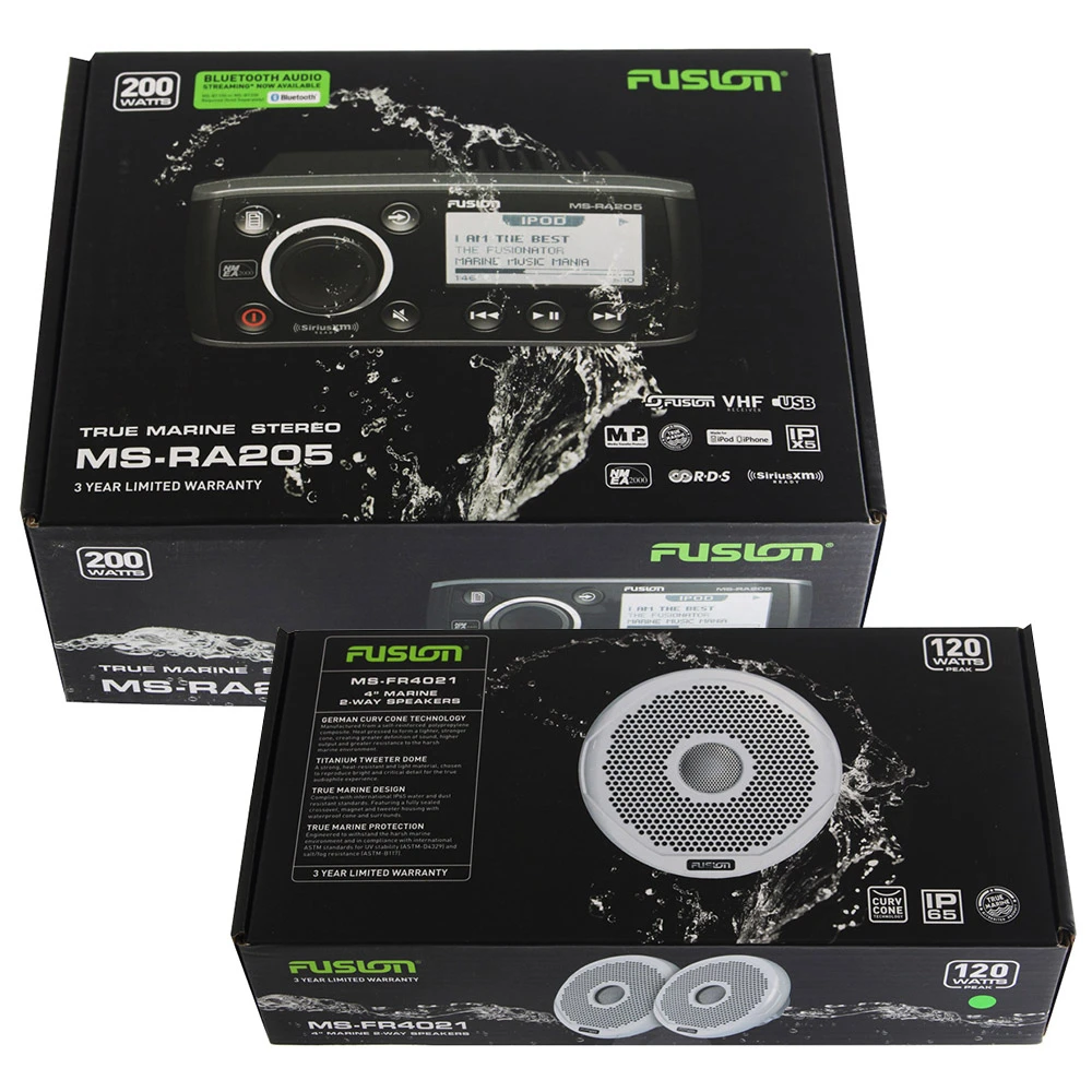Fusion MS-RA205 Marine Stereo Package With Speakers 1 Fusion MS-RA205 Marine Stereo Package With Speakers